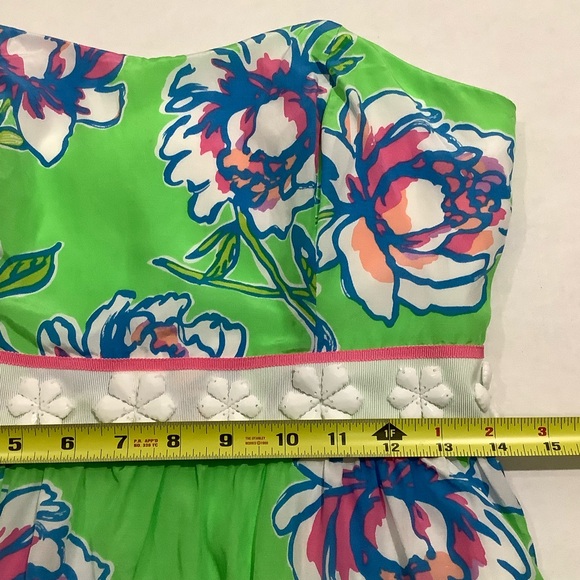 Lilly Pulizer Floral Print Langley Dress Mini Strapless Silk Cotton Blend - Picture 12 of 14